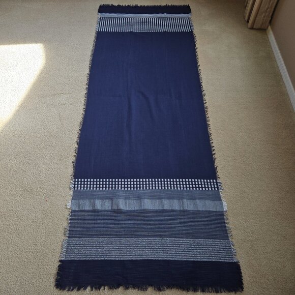 NWT J. Crew Cotton Scarf Navy & White - Picture 6 of 12